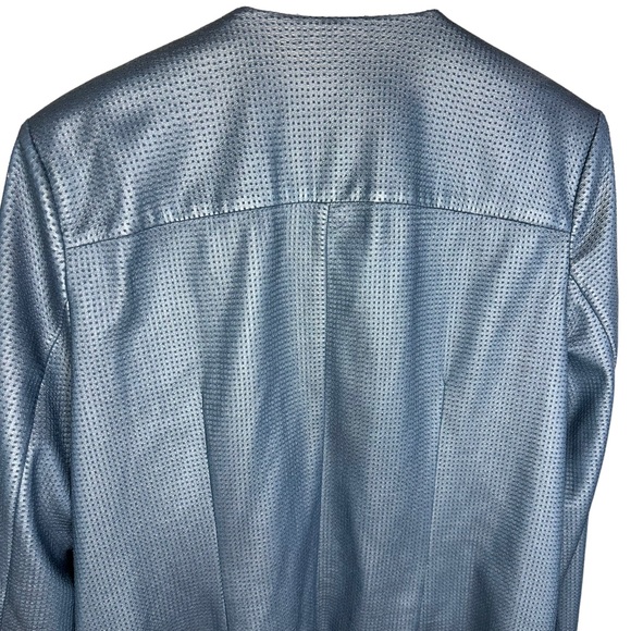 TanJay Vintage Blue Faux Leather Blazer Jacket Large - Picture 6 of 10